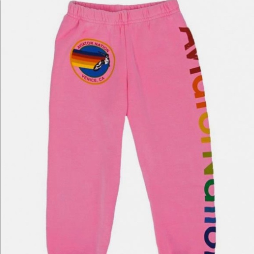 Neon pink aviator nation sweatpants